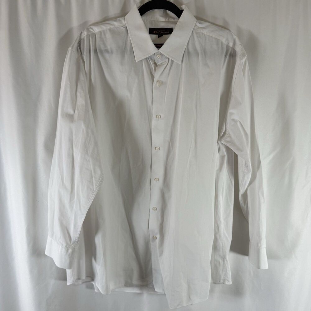 Ben Sherman Dress Shirt Men's 17.5 32/33 White Stretch Button Up Long Sleeve